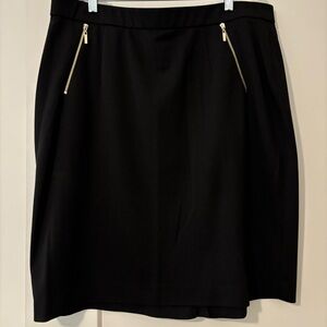 Kasper Black A-Line Skirt with Gold Zippers